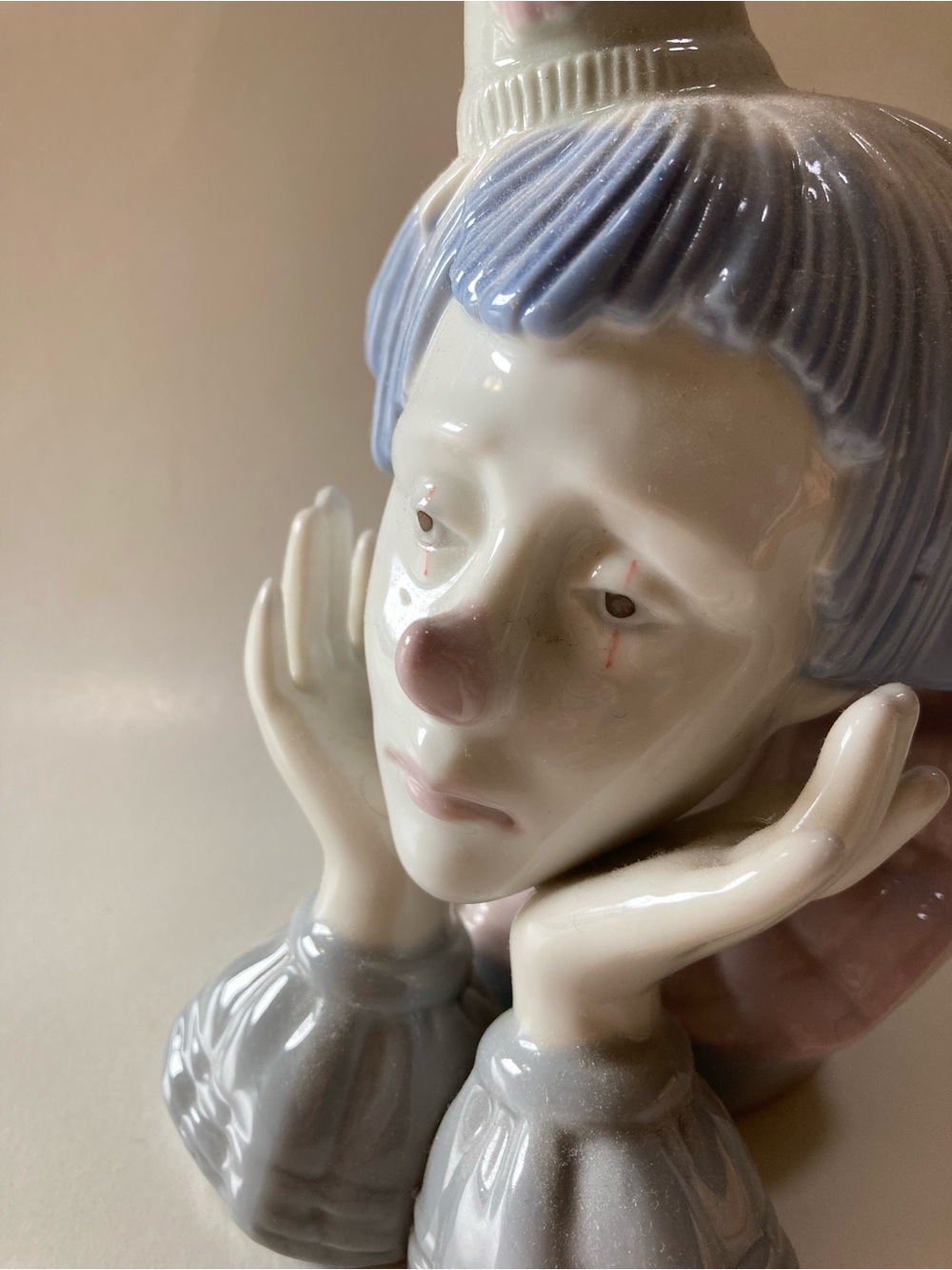 VTG MEICO Sad Face Expression Porcelain Clown Figurine Paul Sebastian Dreams